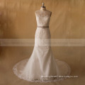 Romantic Graceful Lace Illusion Back Well Fitting Wedding Dress Beading On Belt